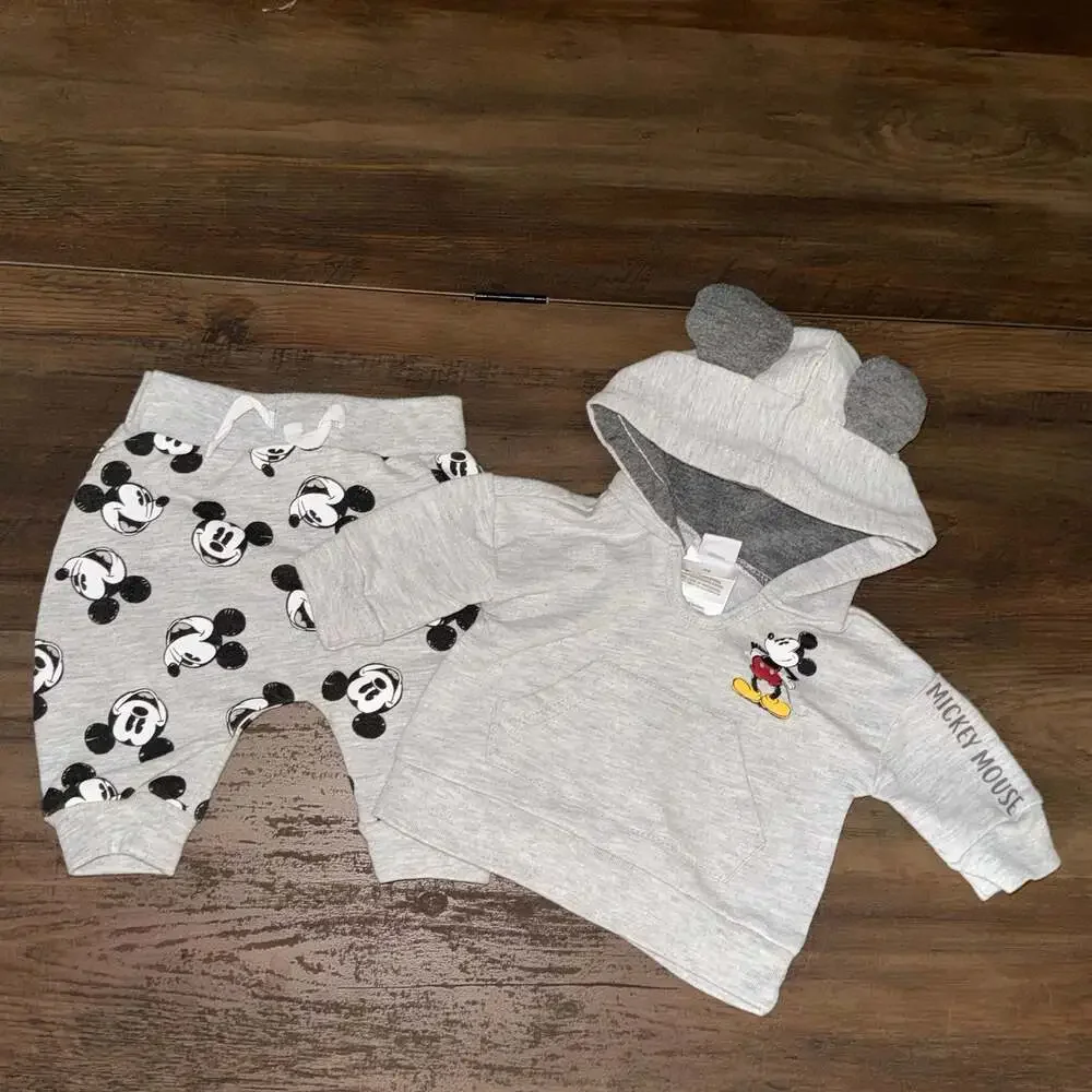 Disney Baby Mickey Mouse 2-Piece Hoodie and Sweatpants Outfit Set Grey